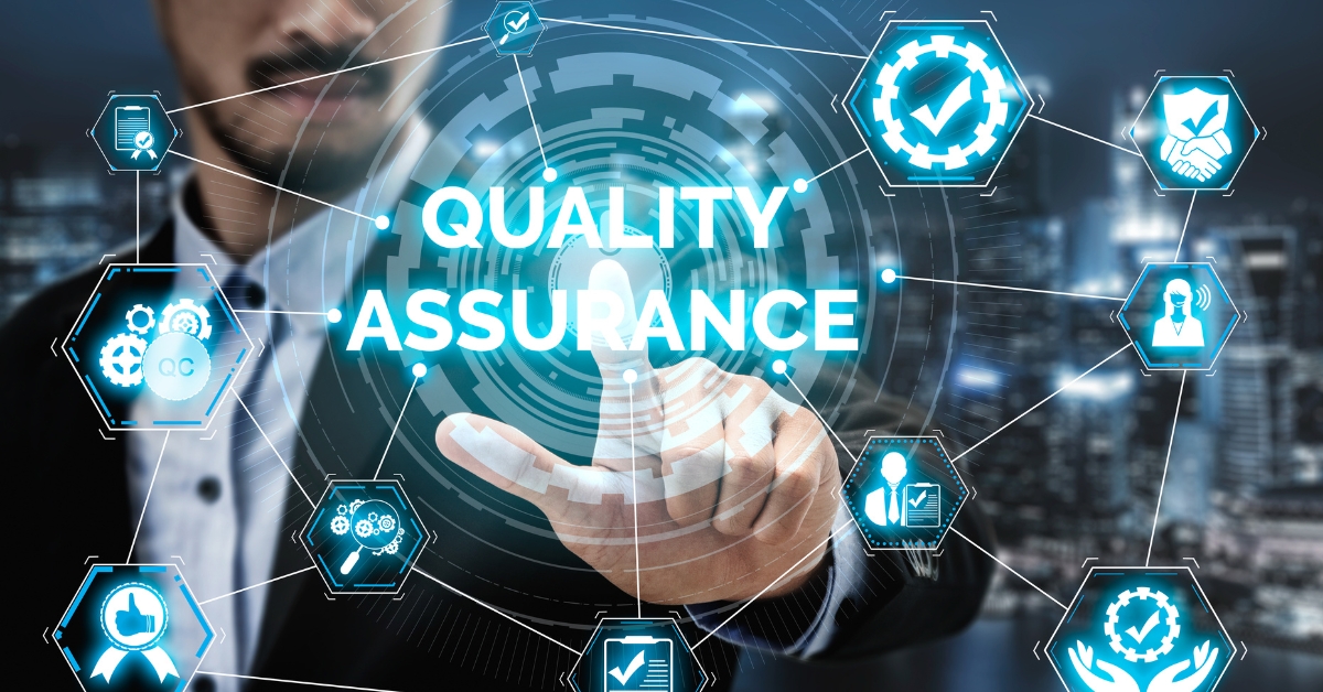 Team of quality assurance testers collaborating to improve software quality and reliability.